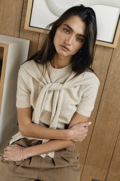 Cierra Tie Sweater in Natural