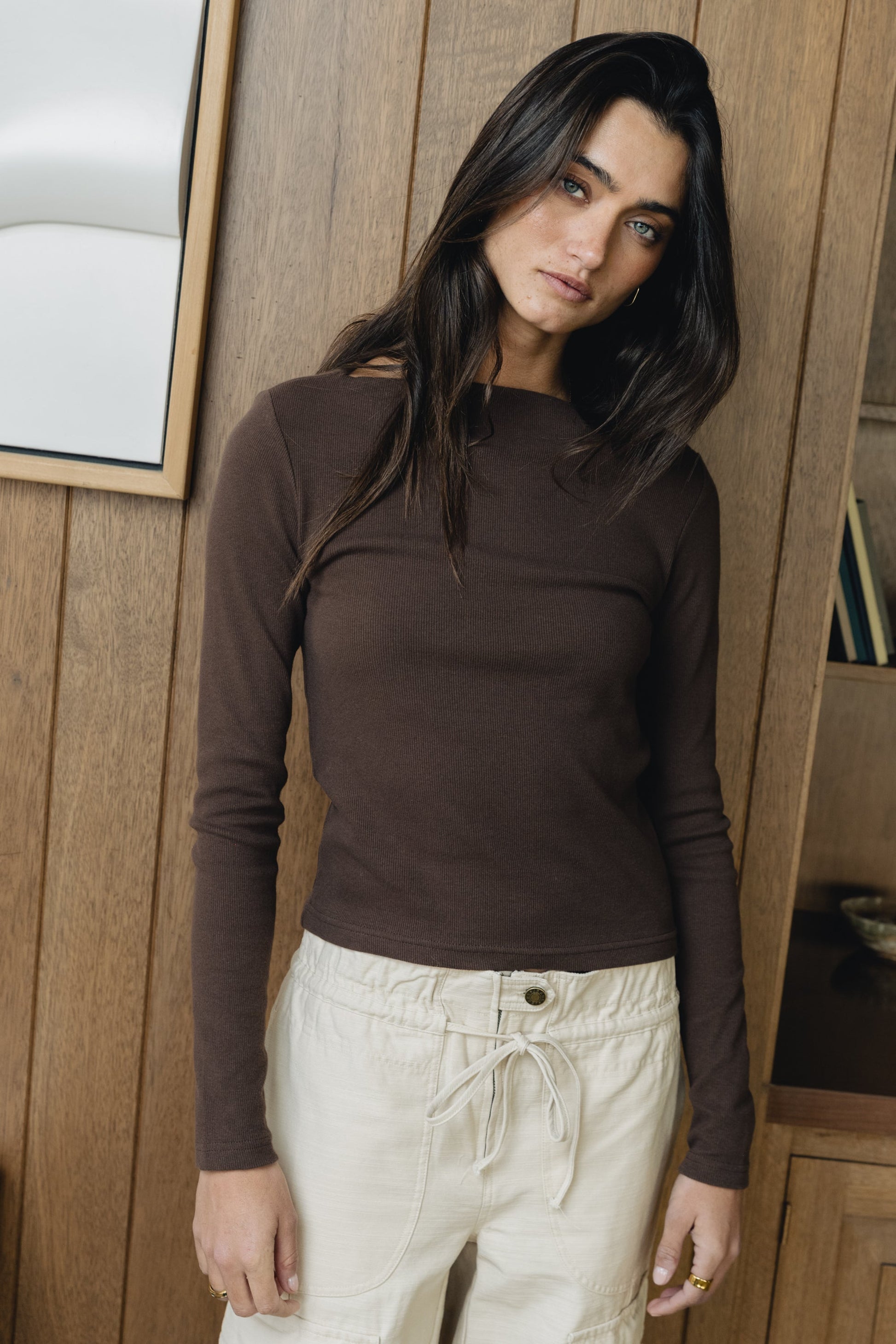 Becca Boatneck Top in Brown