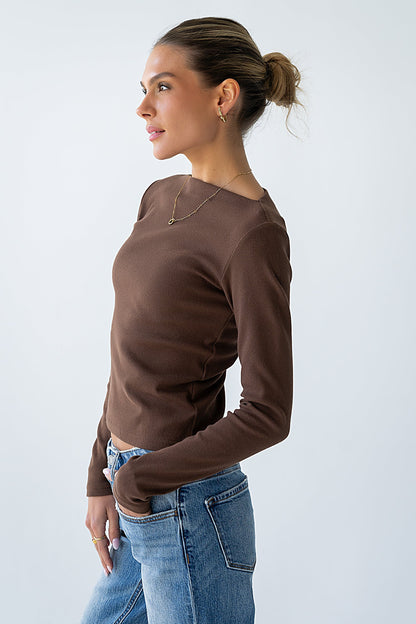 Becca Boatneck Top in Brown