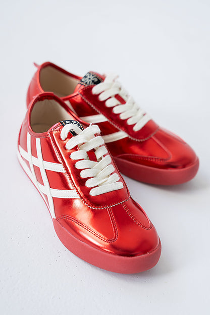 Polly Sneakers in Metallic Red