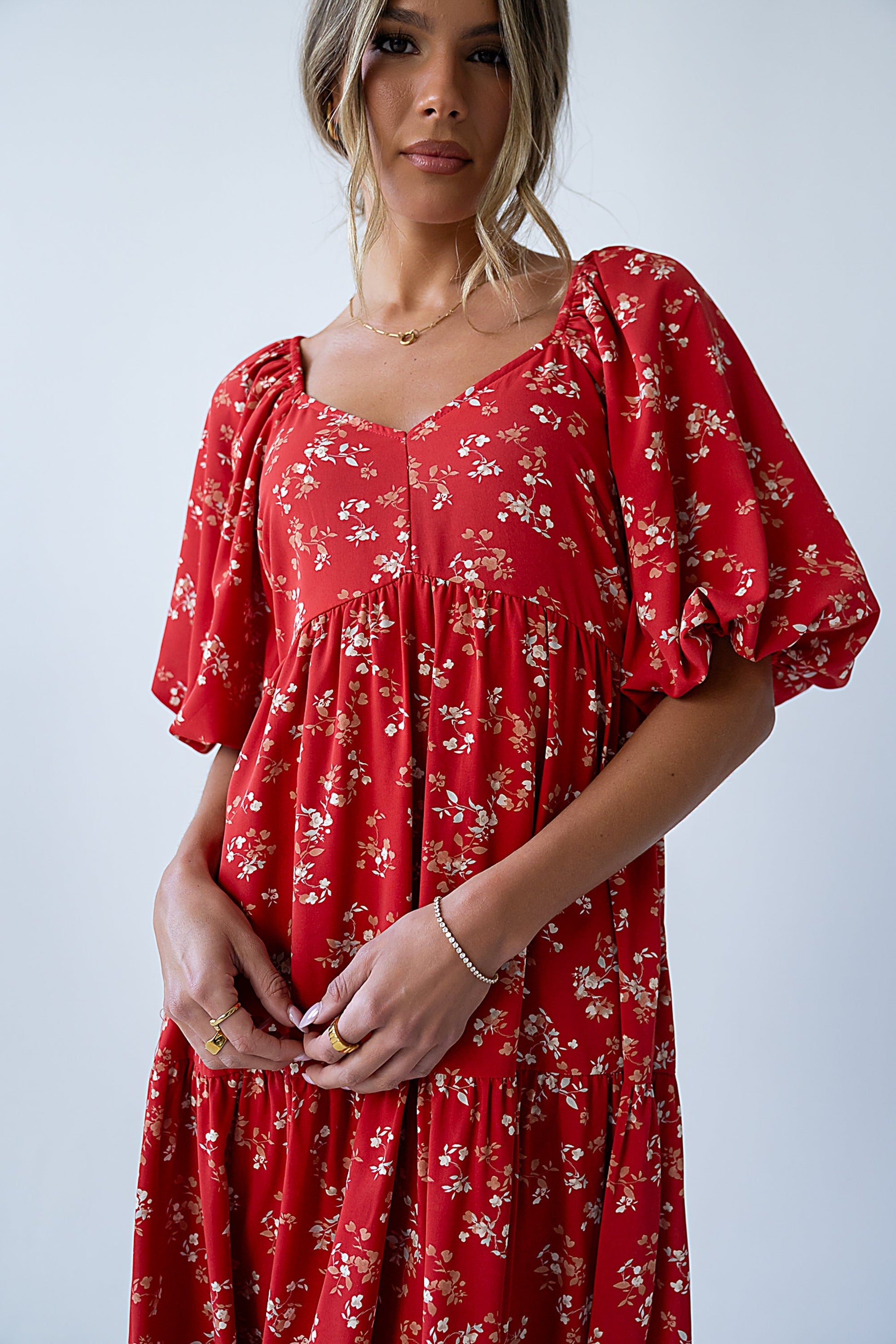 Amy Floral Maxi Dress in Red - FINAL SALE
