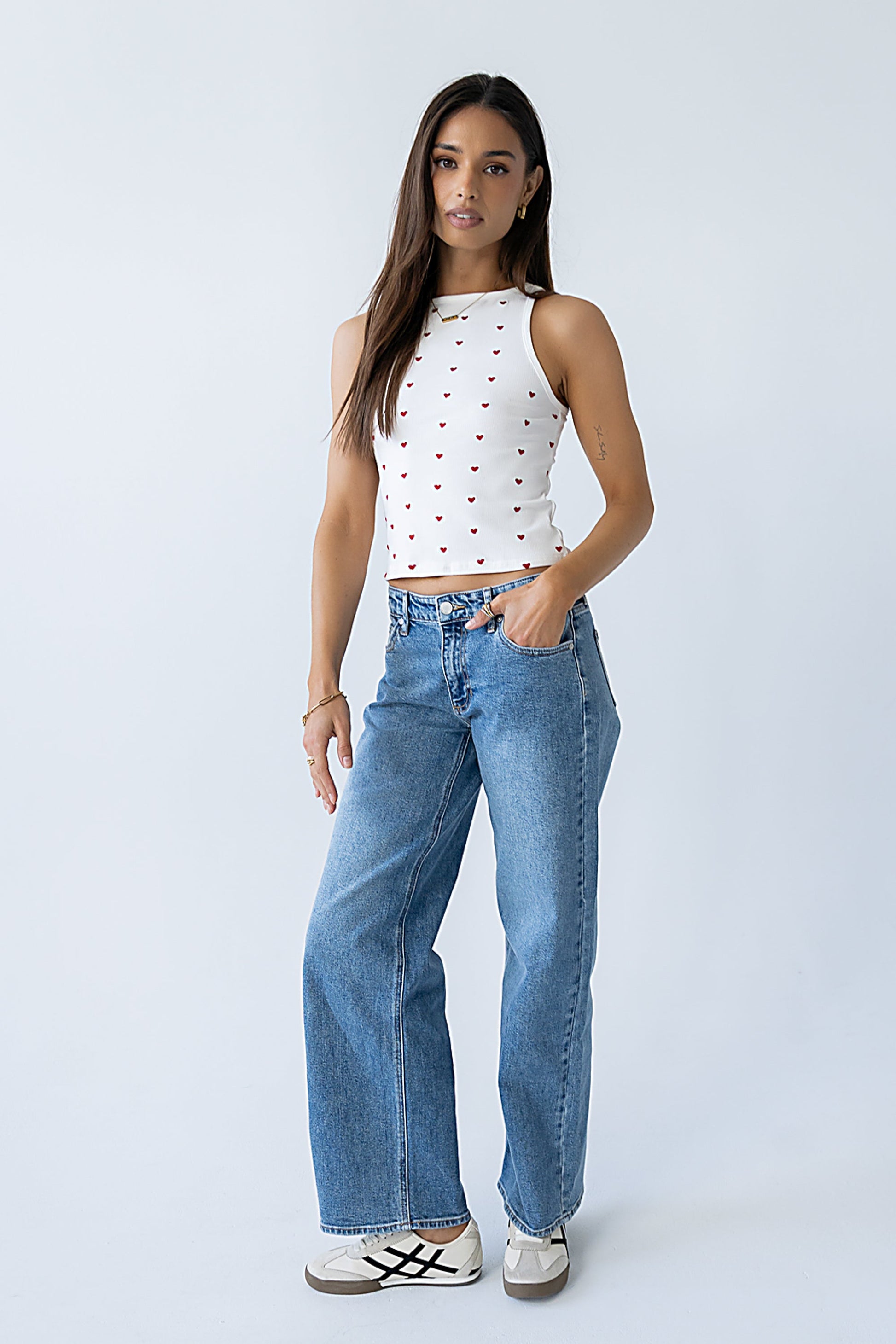 Mae Embroidered Heart Tank Top