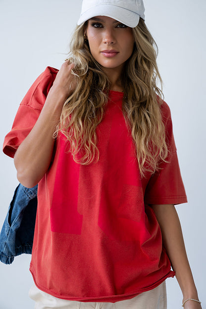 Mary Graphic Tee in Red - FINAL SALE