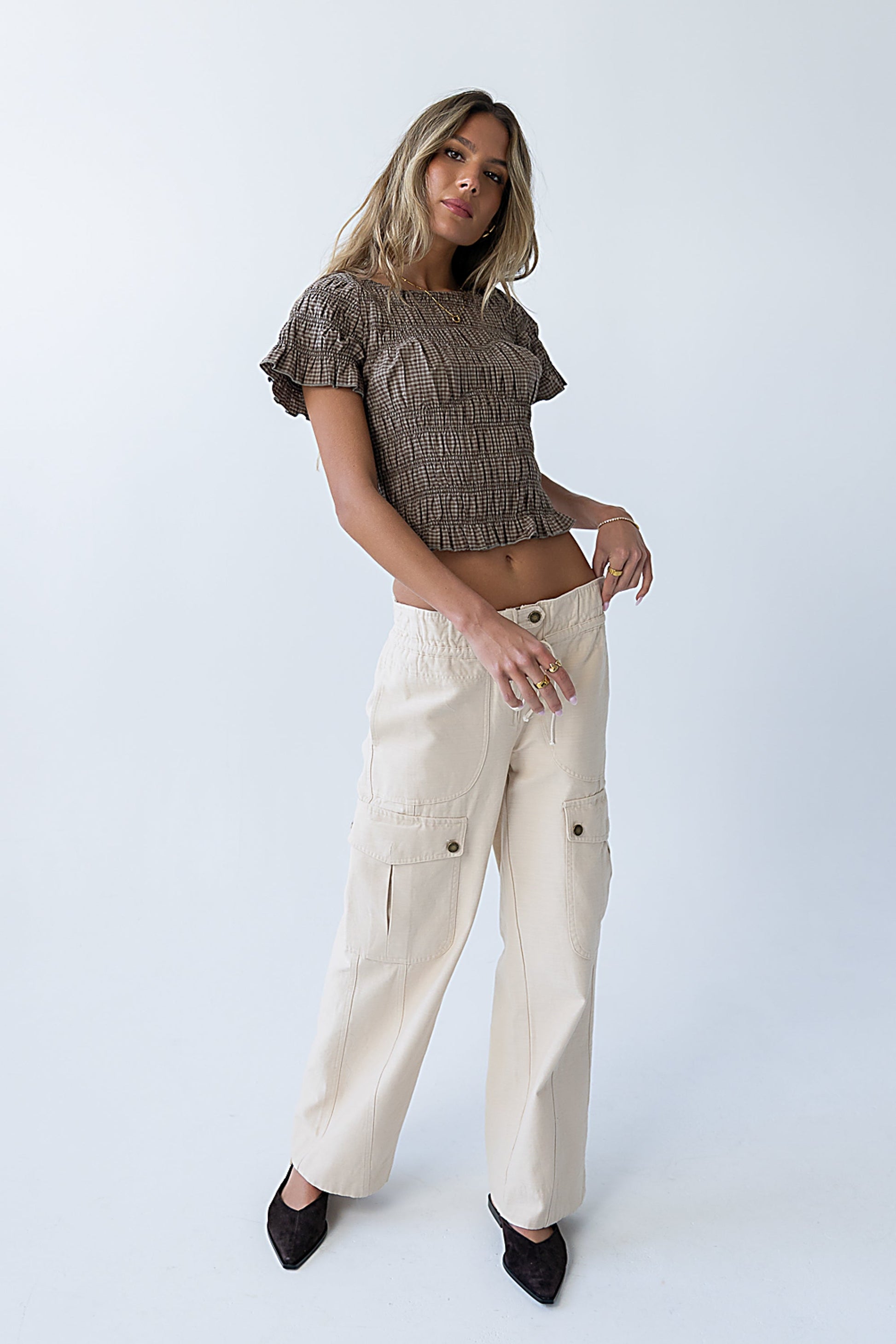 Marta Smocked Blouse in Olive