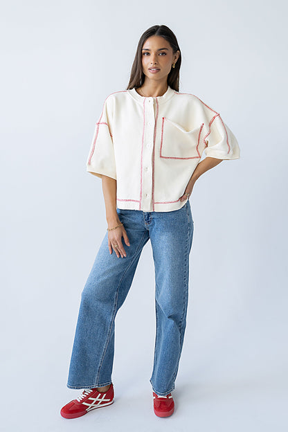 Liam Oversized Top in Bone