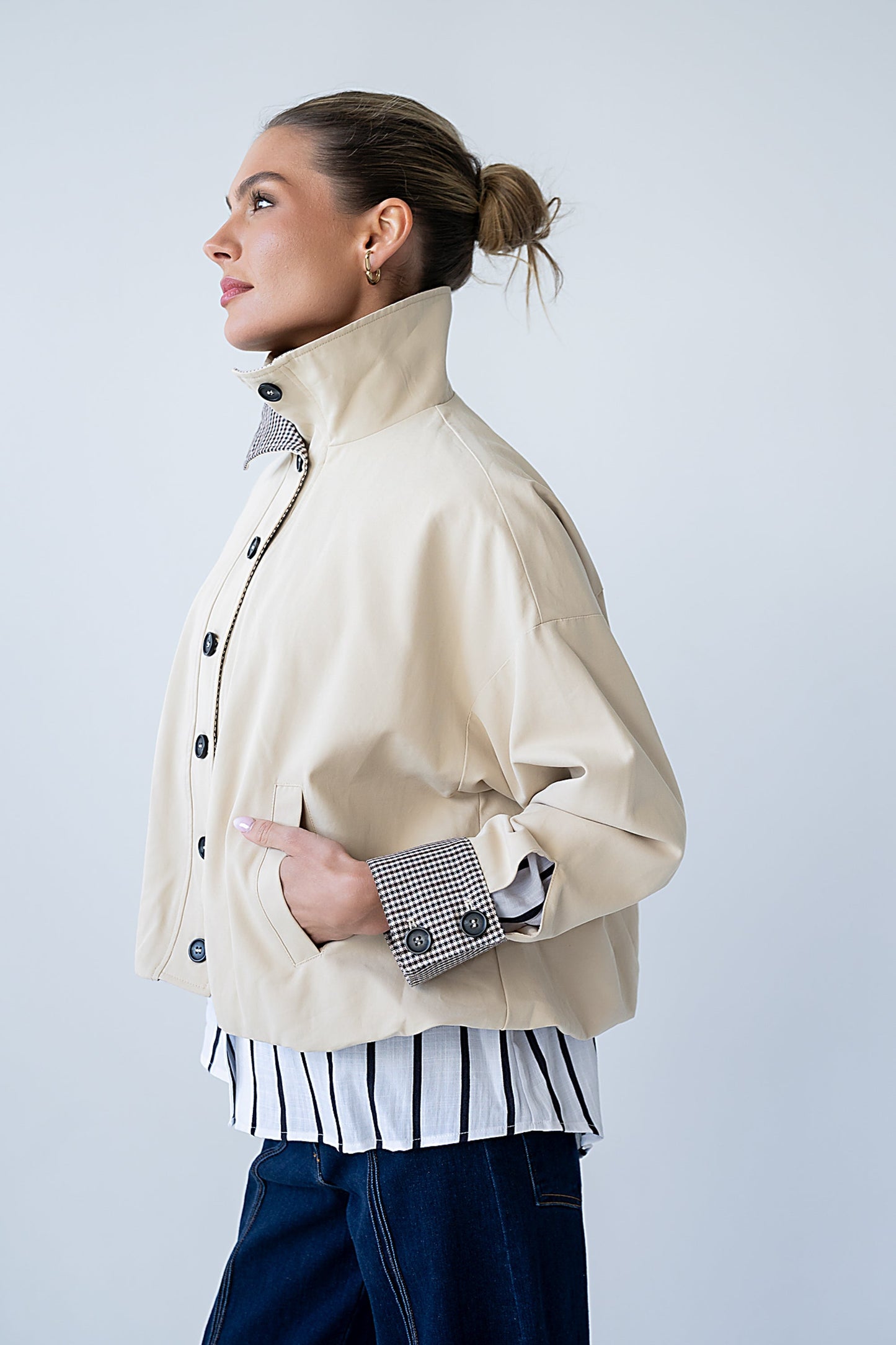 Colette Oversized Trench Jacket in Khaki