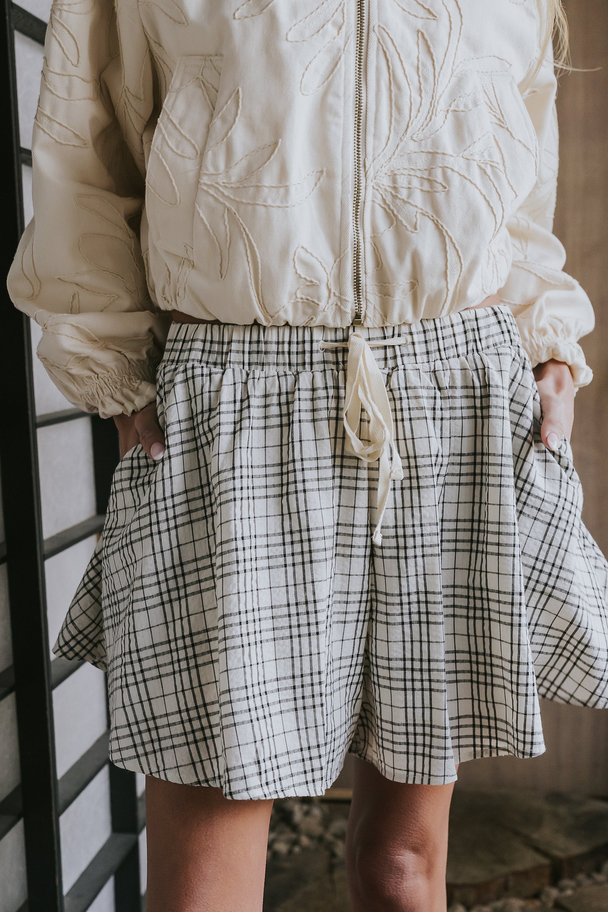 Katherine Plaid Shorts in Black