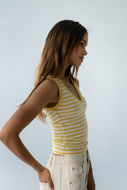 Kylen Striped Tank Top in Yellow