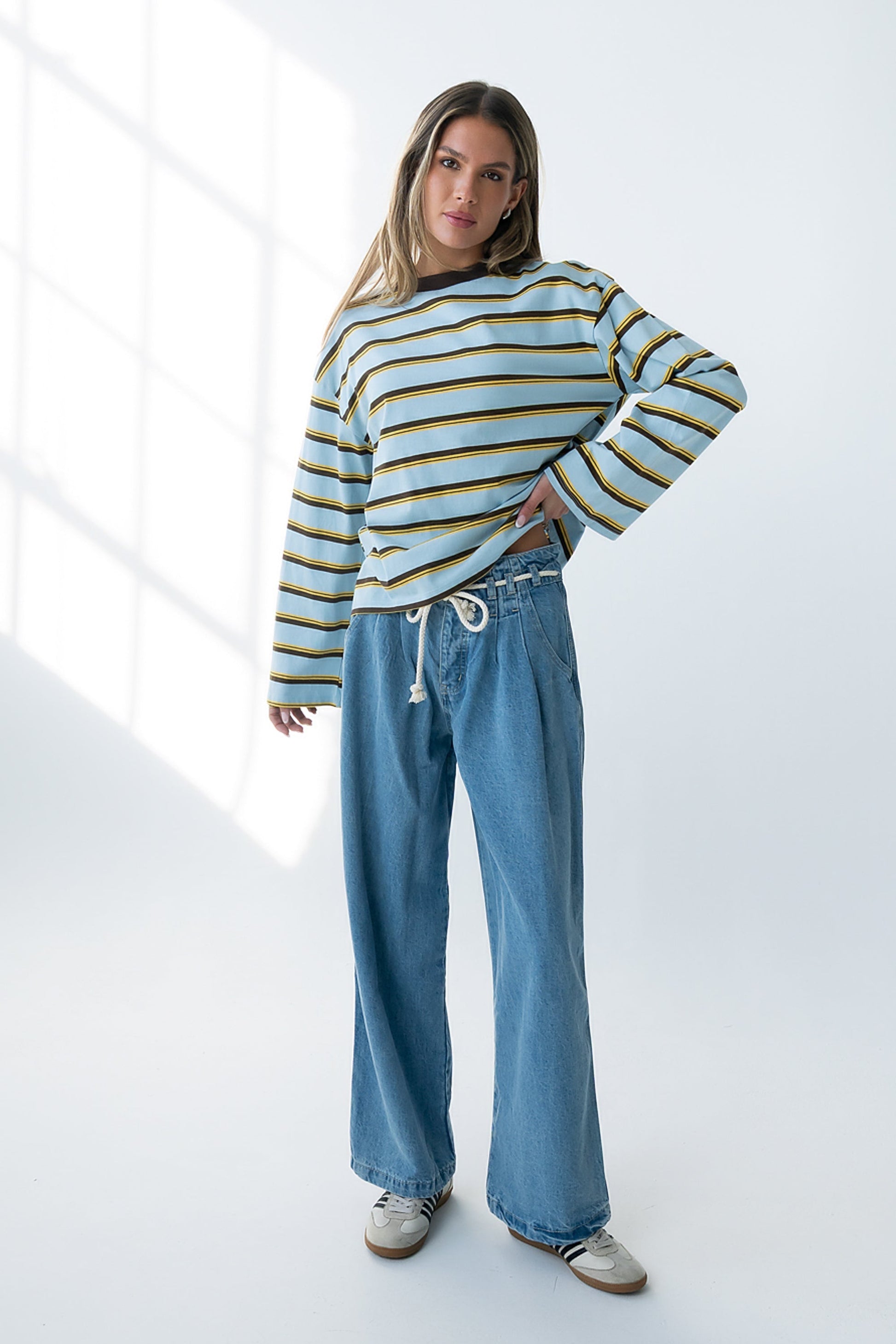 Kiana Striped Top in Light Blue