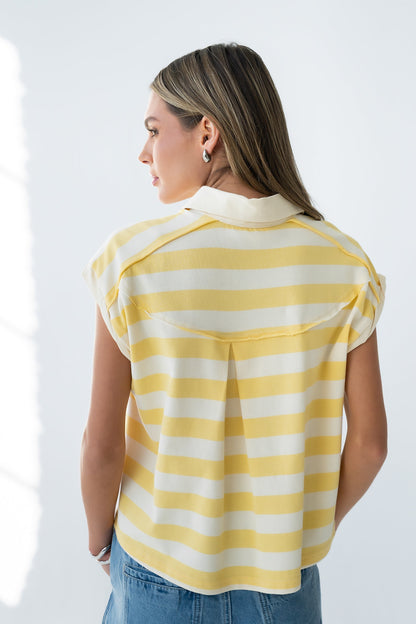 Larene Collared Striped Tank