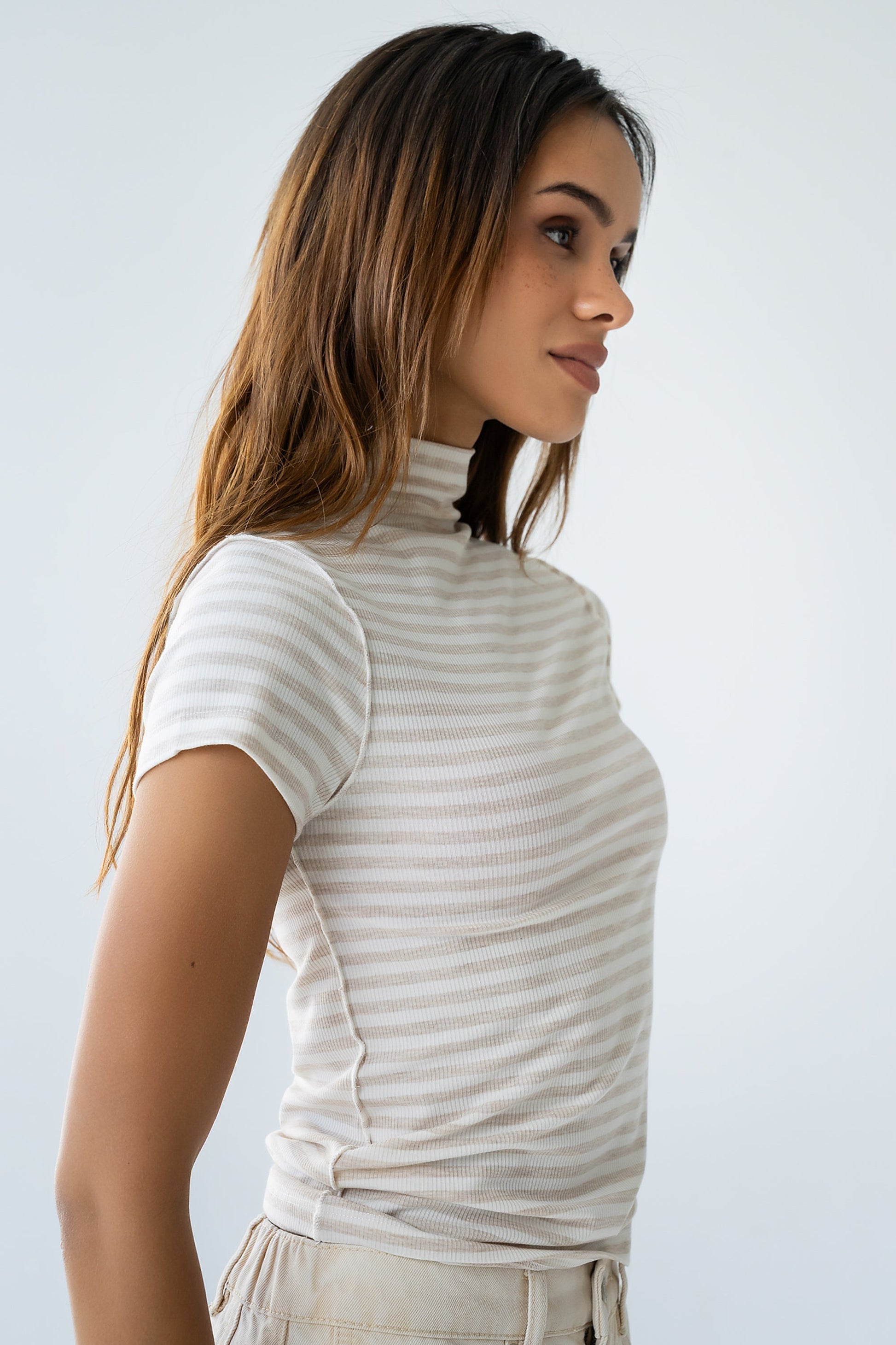 Lennon Striped Top in Oatmeal
