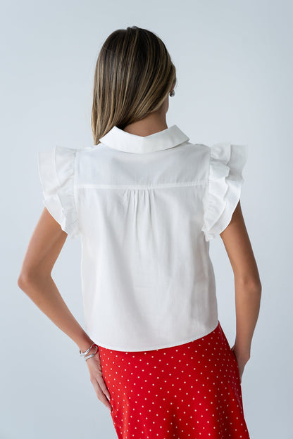 Henry Embroidered Blouse in Off White