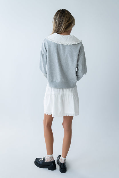Eddie Collared Sweatshirt in Heather Grey