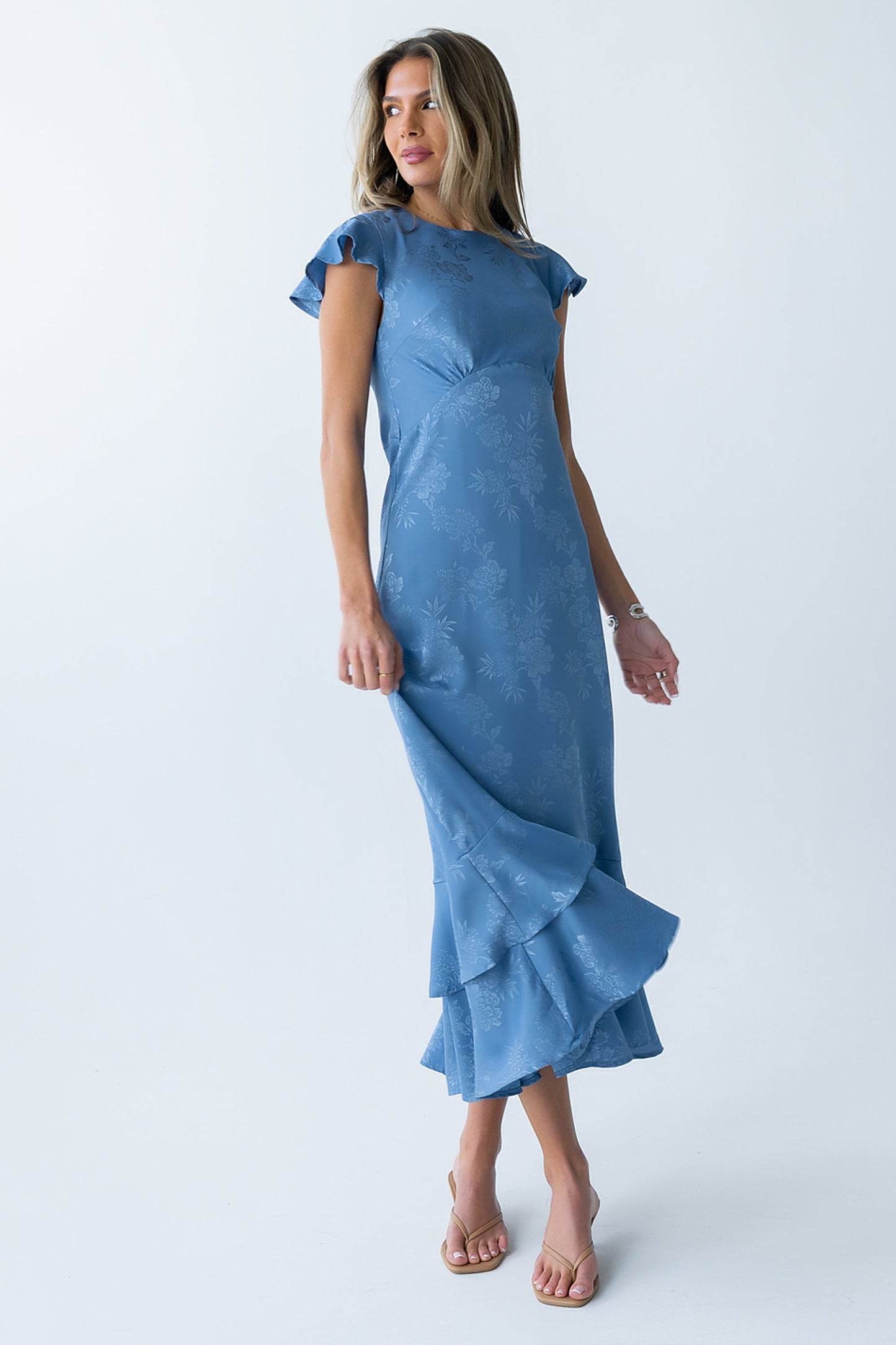 Mateo Floral Maxi Dress in Blue
