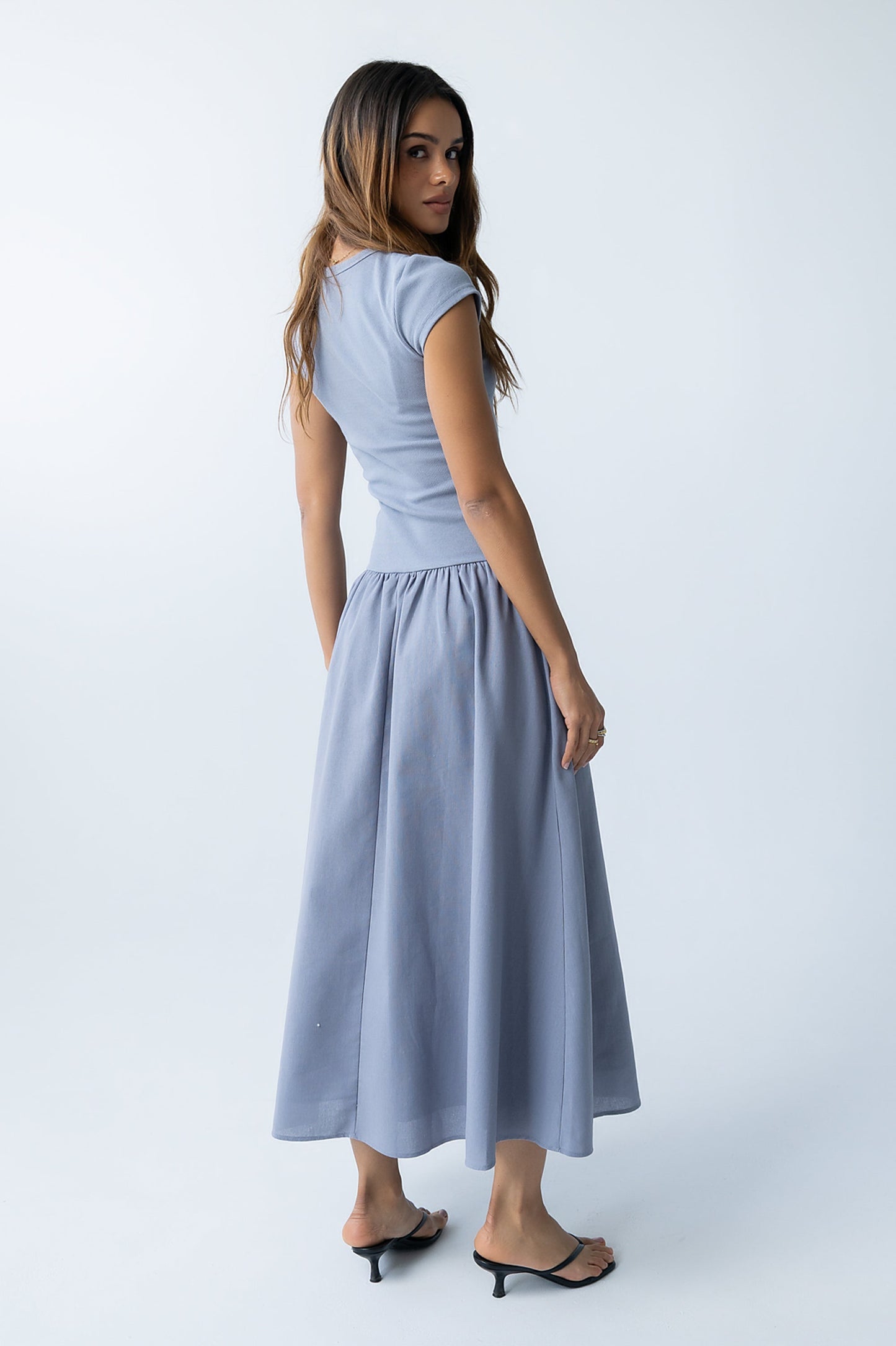 Bailee Maxi Dress in Slate Blue