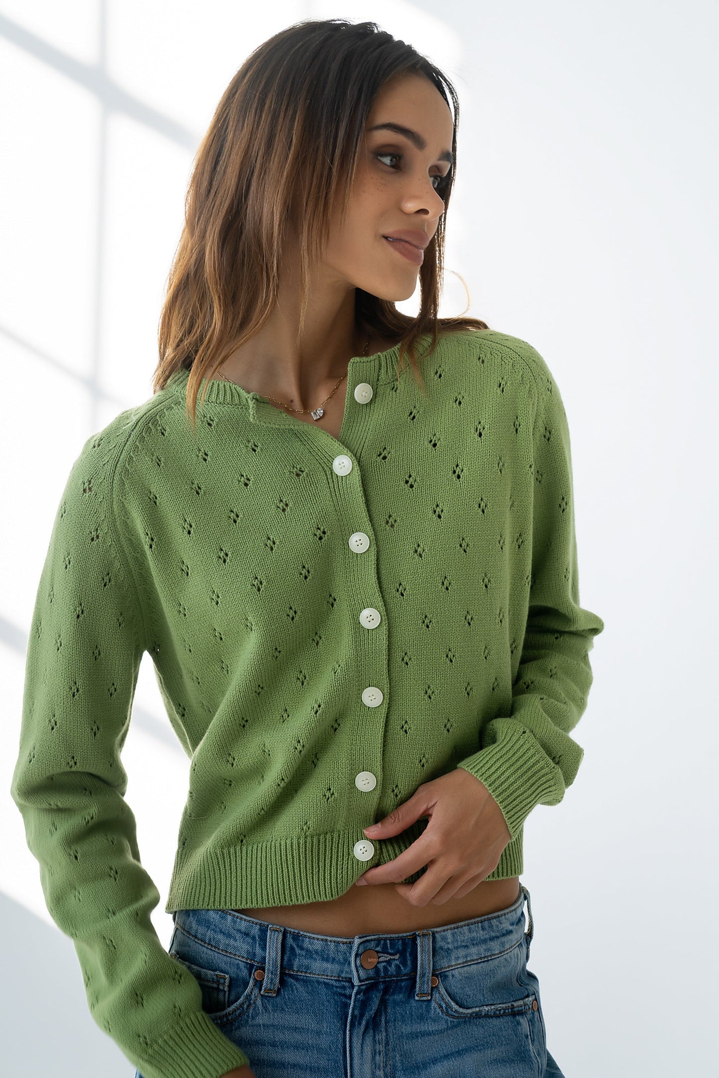 Kareena Knit Cardigan in Green