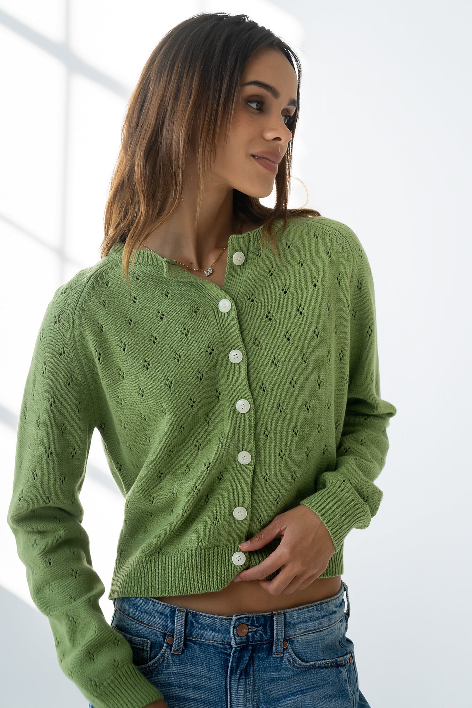 Kareena Knit Cardigan in Green