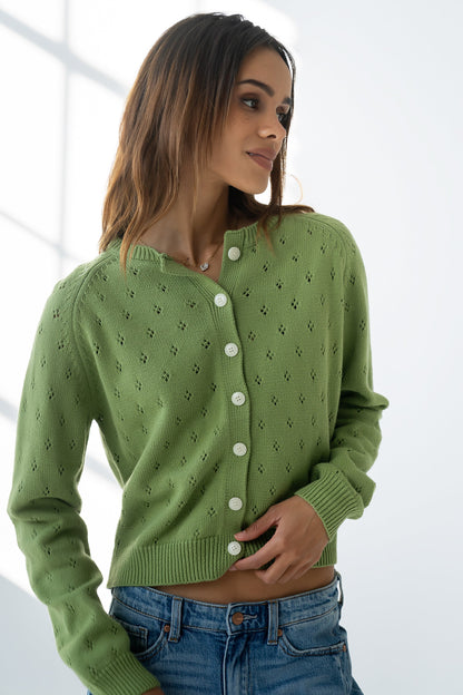 Kareena Knit Cardigan in Green