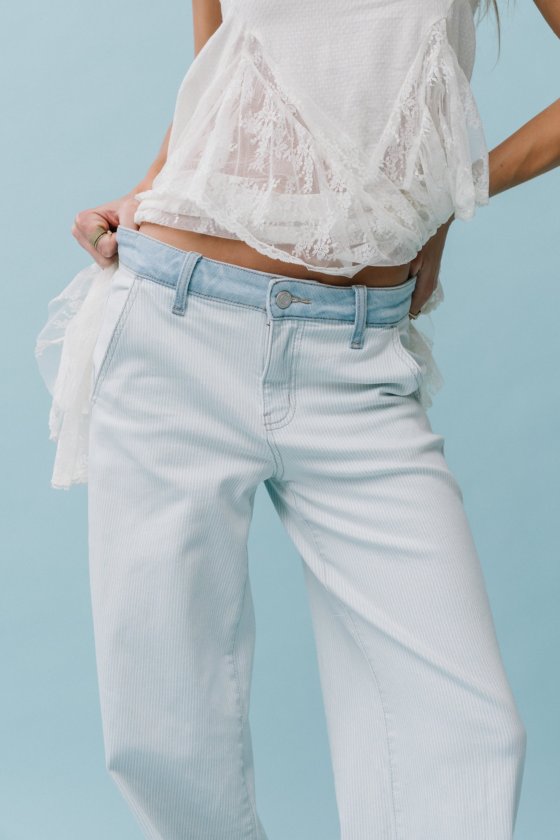 Kendall Striped Wide Leg Jeans