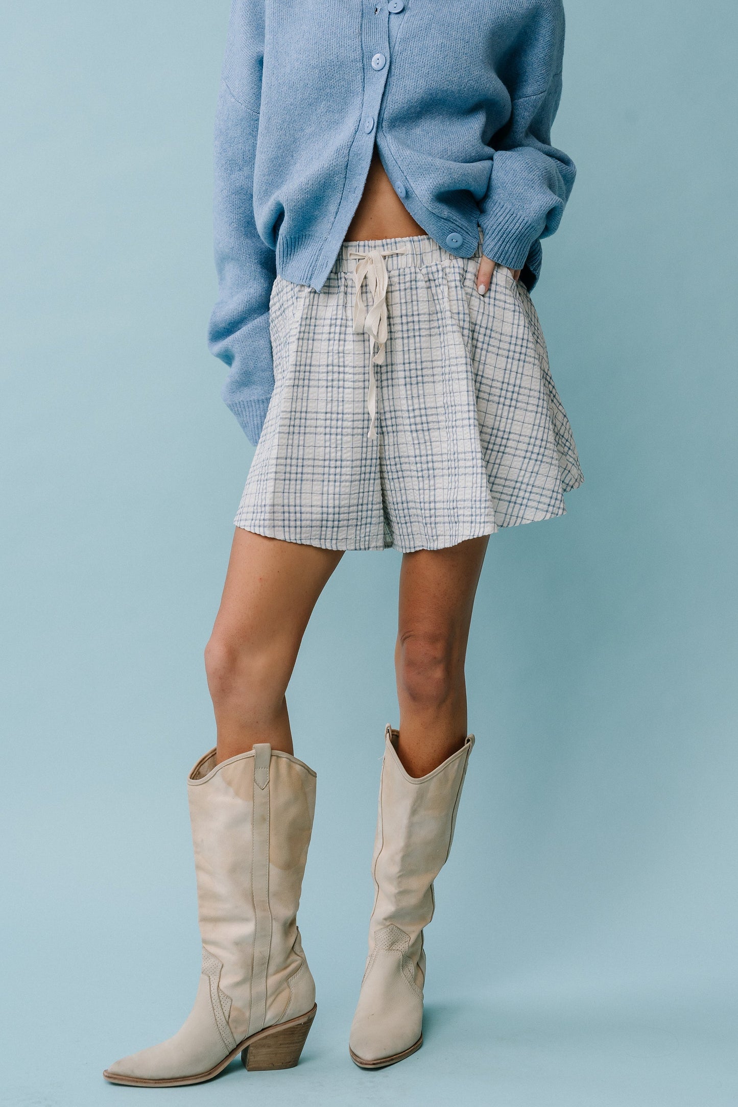 Katherine Plaid Shorts in Blue