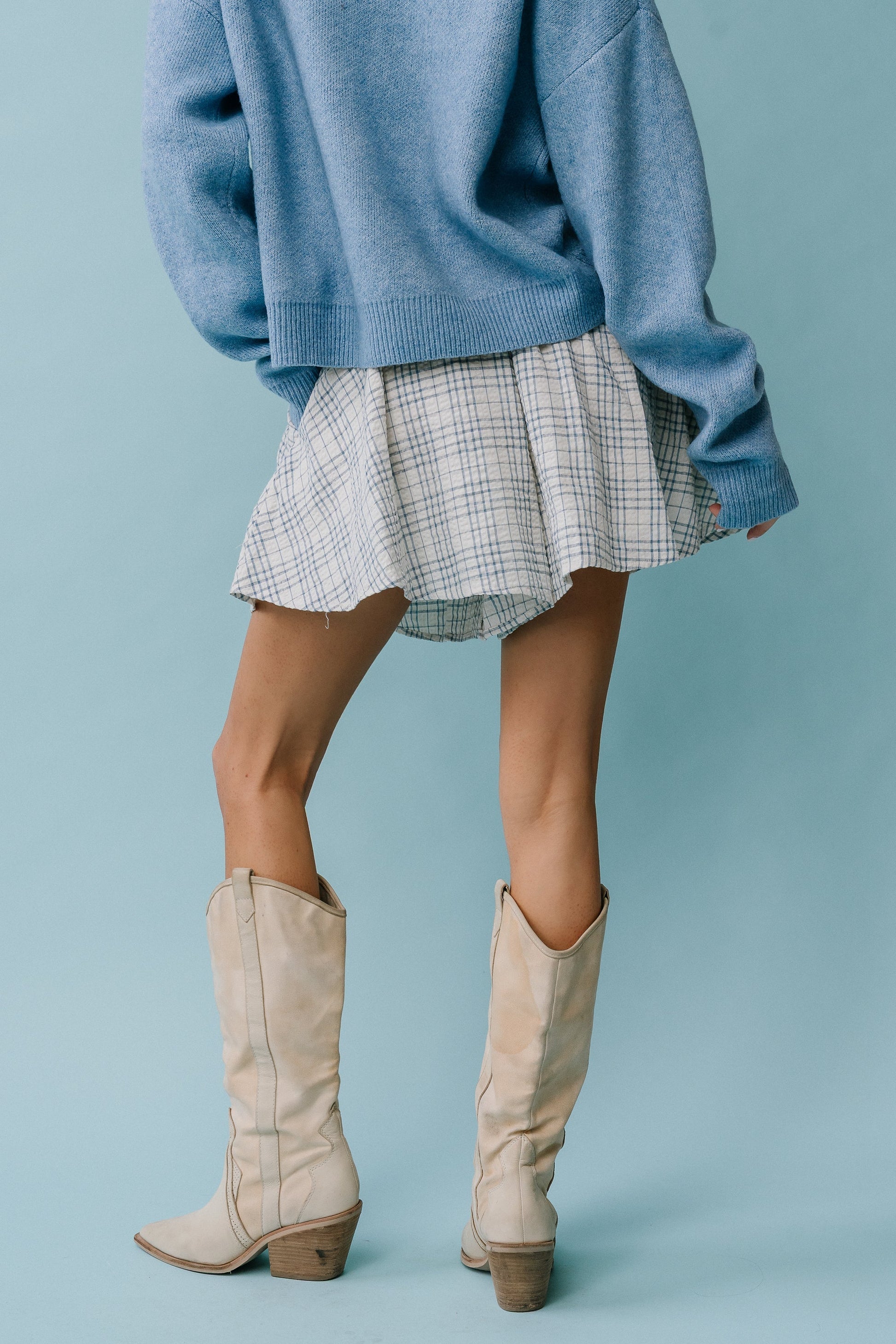 Katherine Plaid Shorts in Blue
