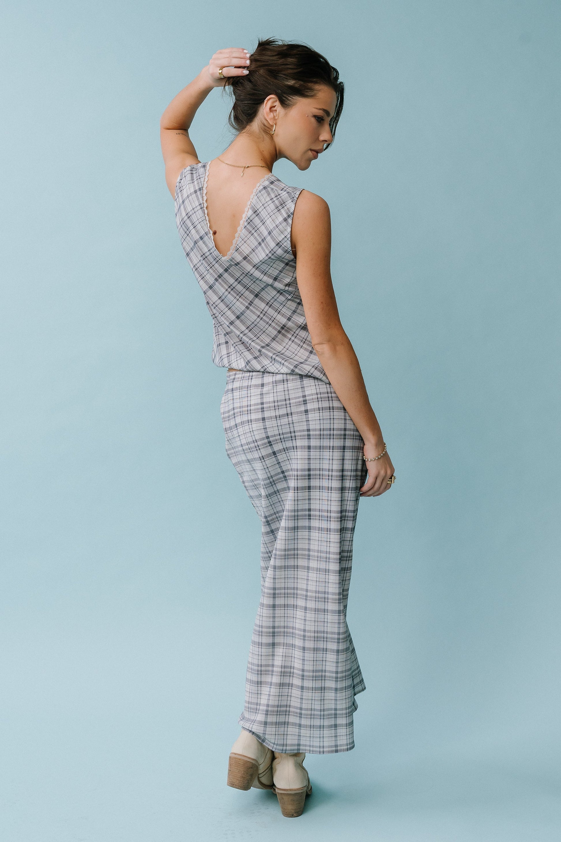 Jenna Plaid Blouse in Blue