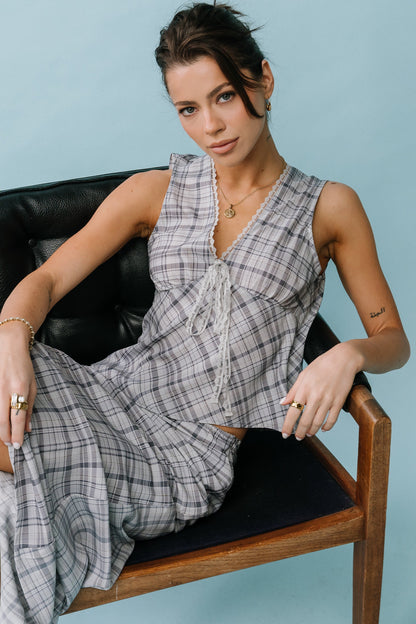 Jenna Plaid Blouse in Blue