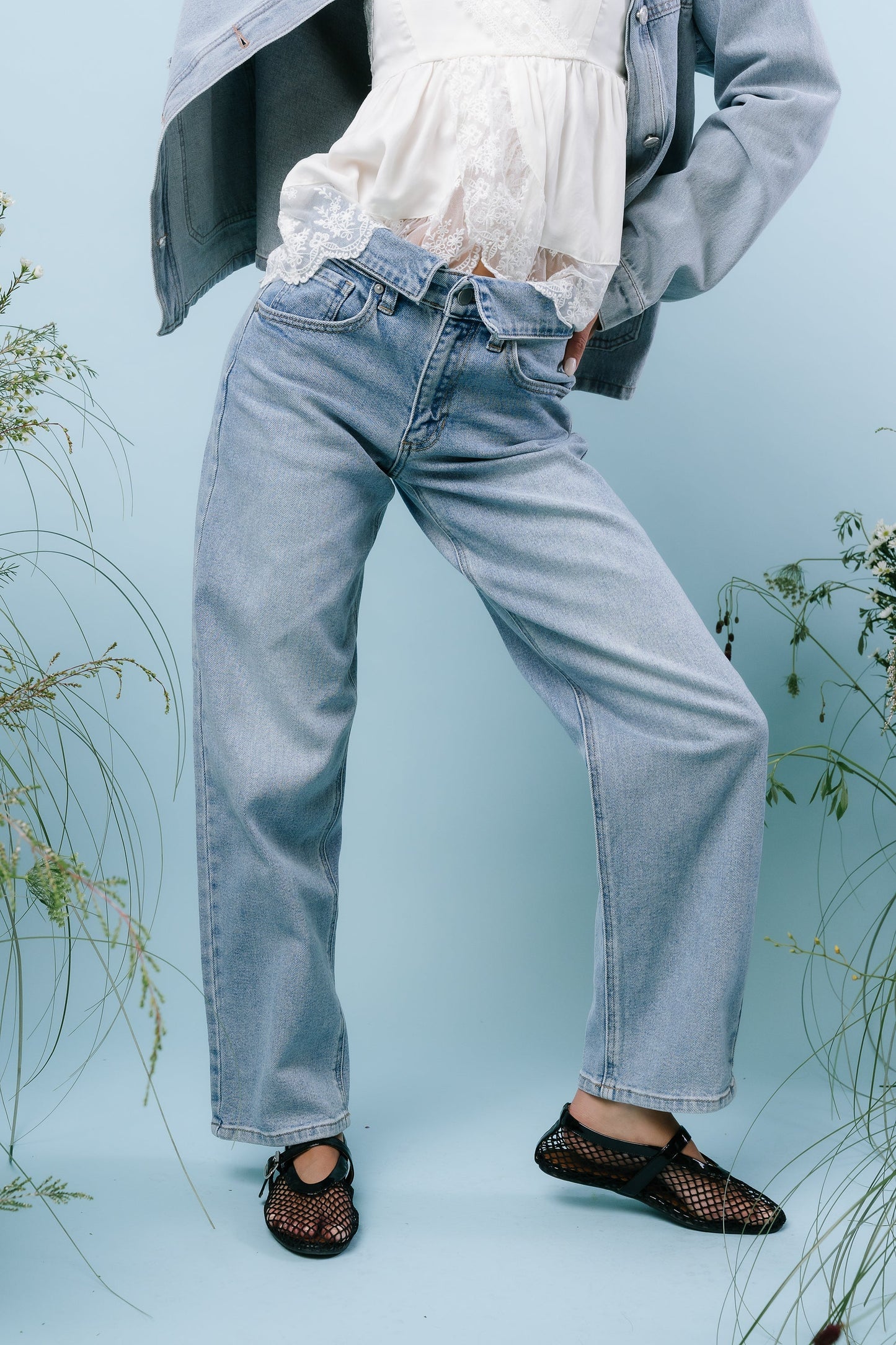 Karina Folded Straight Leg Jeans