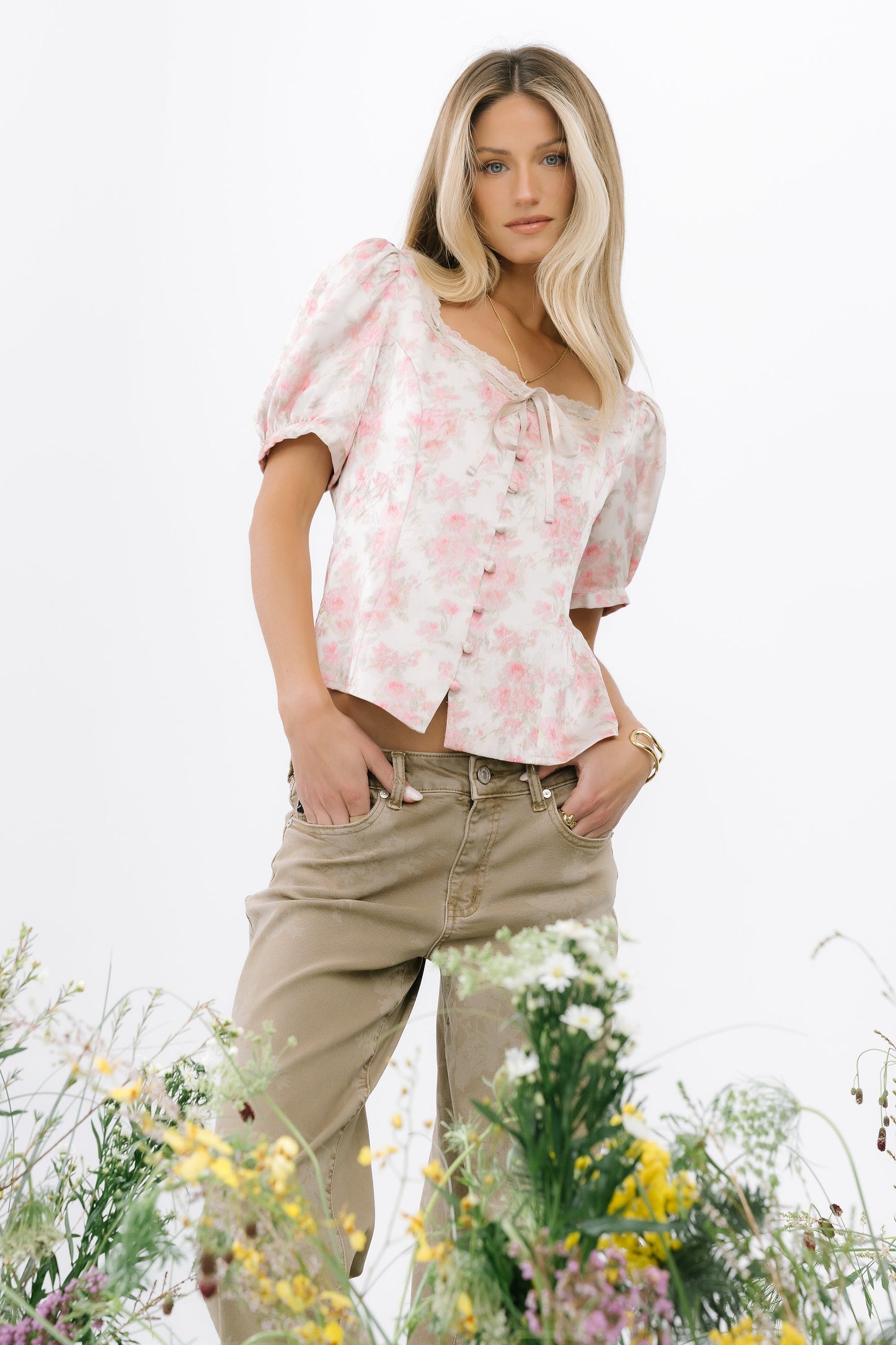 Faith Floral Blouse in Pink