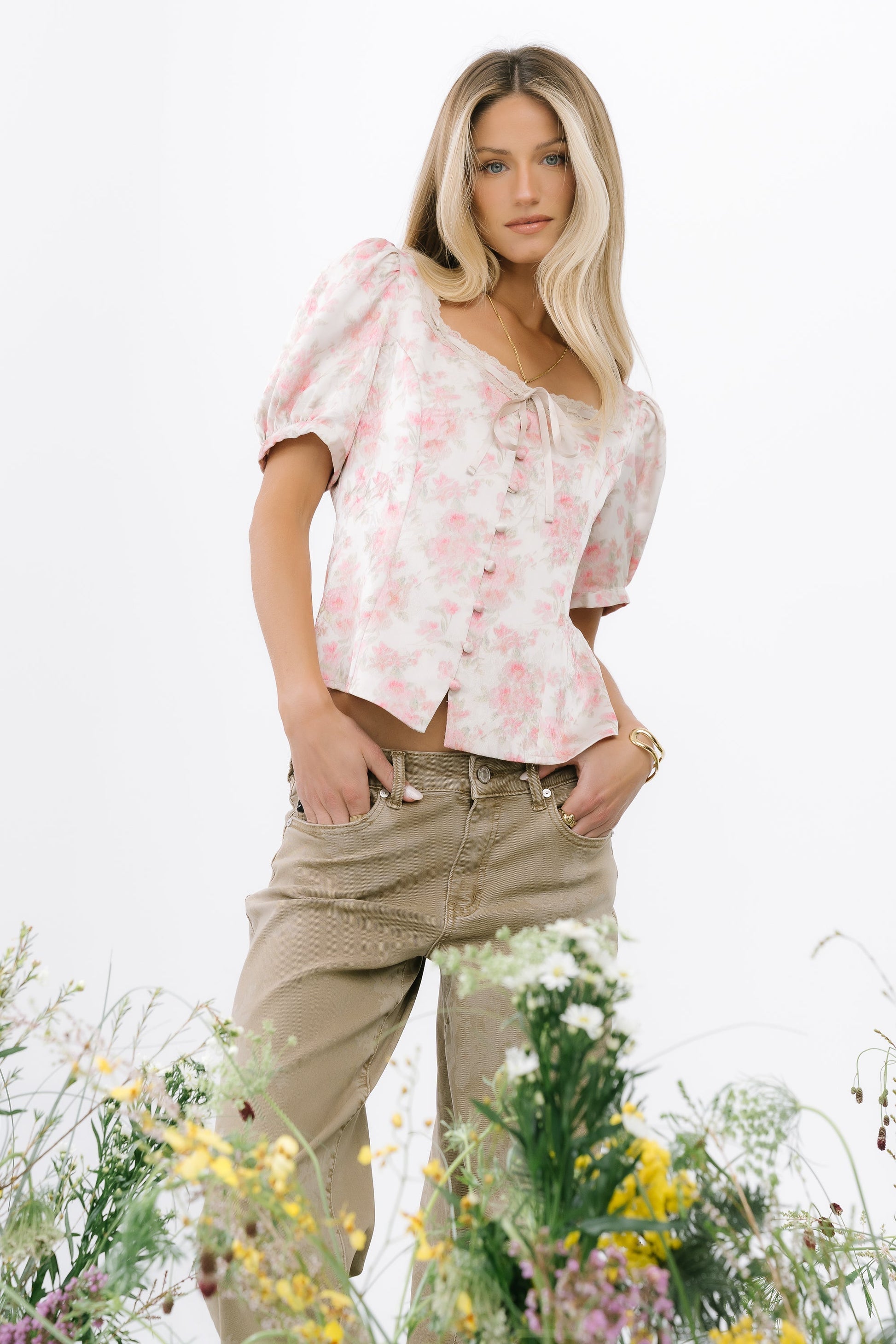 Faith Floral Blouse in Pink