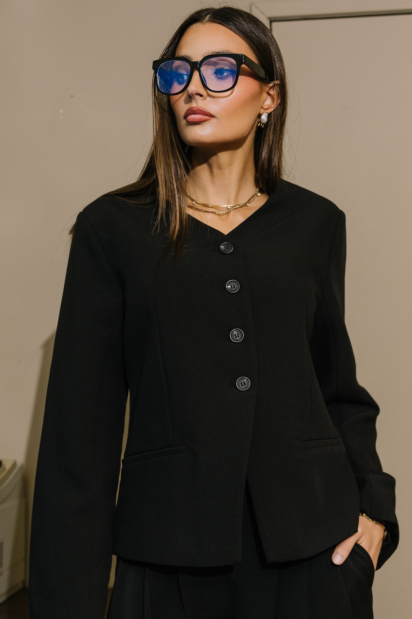 Kalani Collared Blazer in Black