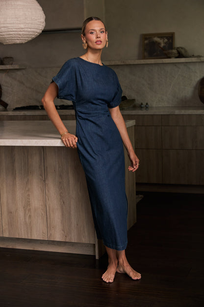 Jeanie Pleated Maxi Dress