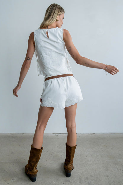 Rudy Embroidered Shorts in Ivory
