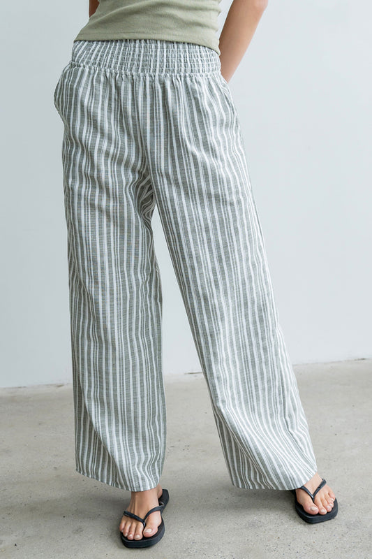 Indiana Striped Pants in Olive