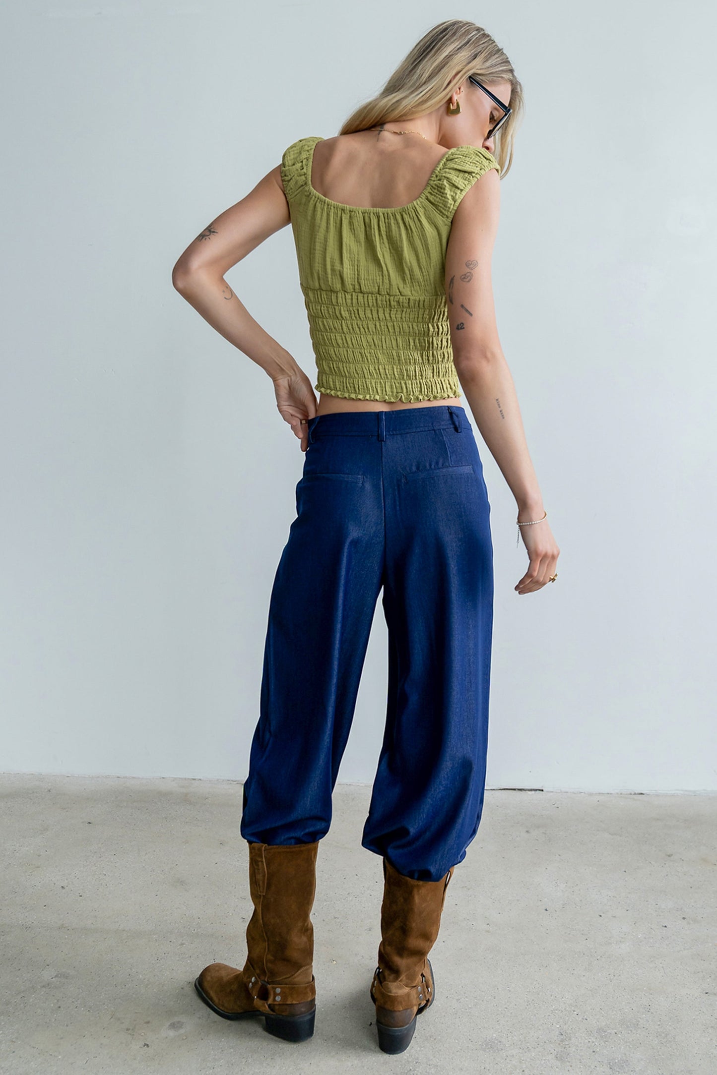 Morgan Smocked Top in Green