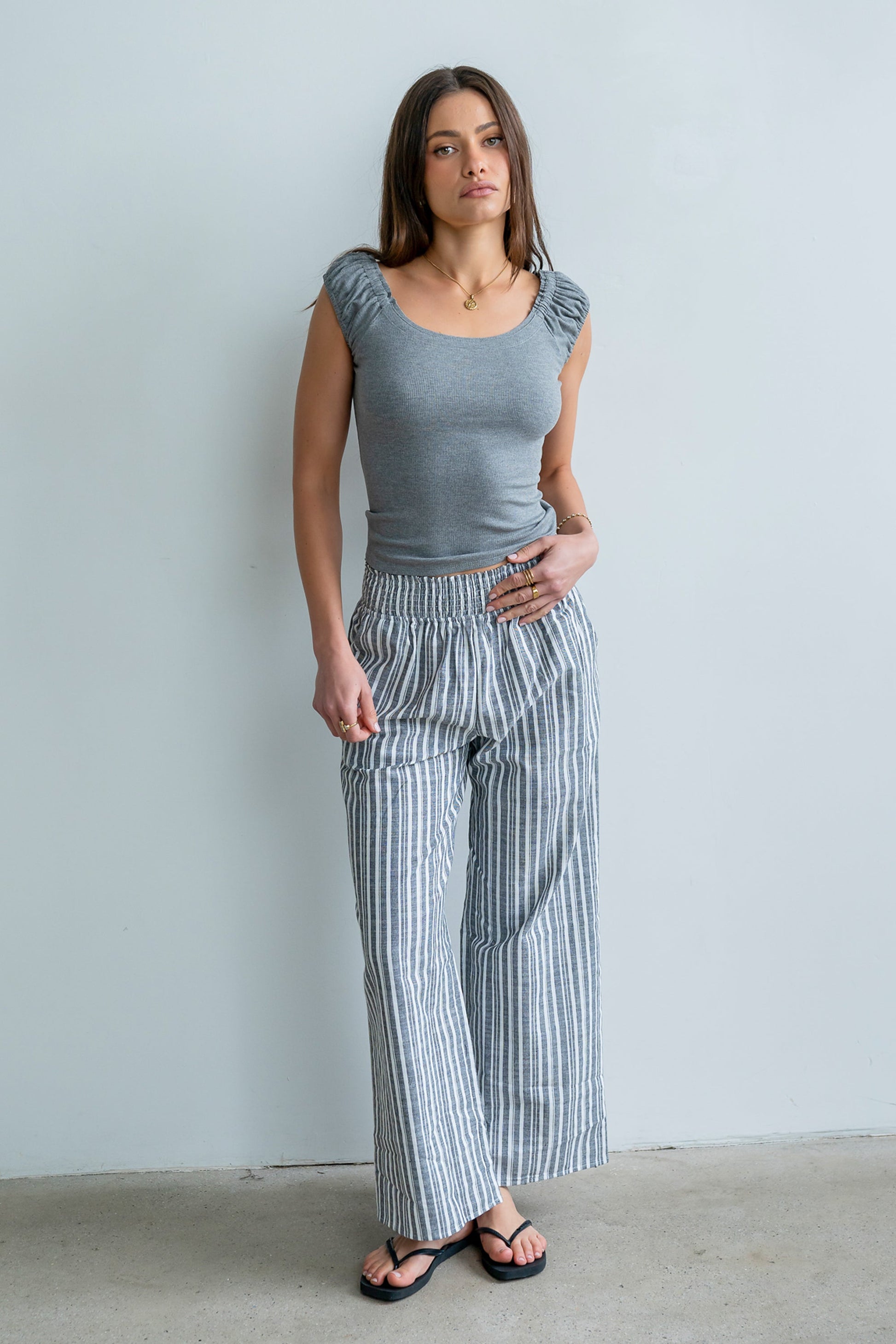 Indiana Striped Pants in Black