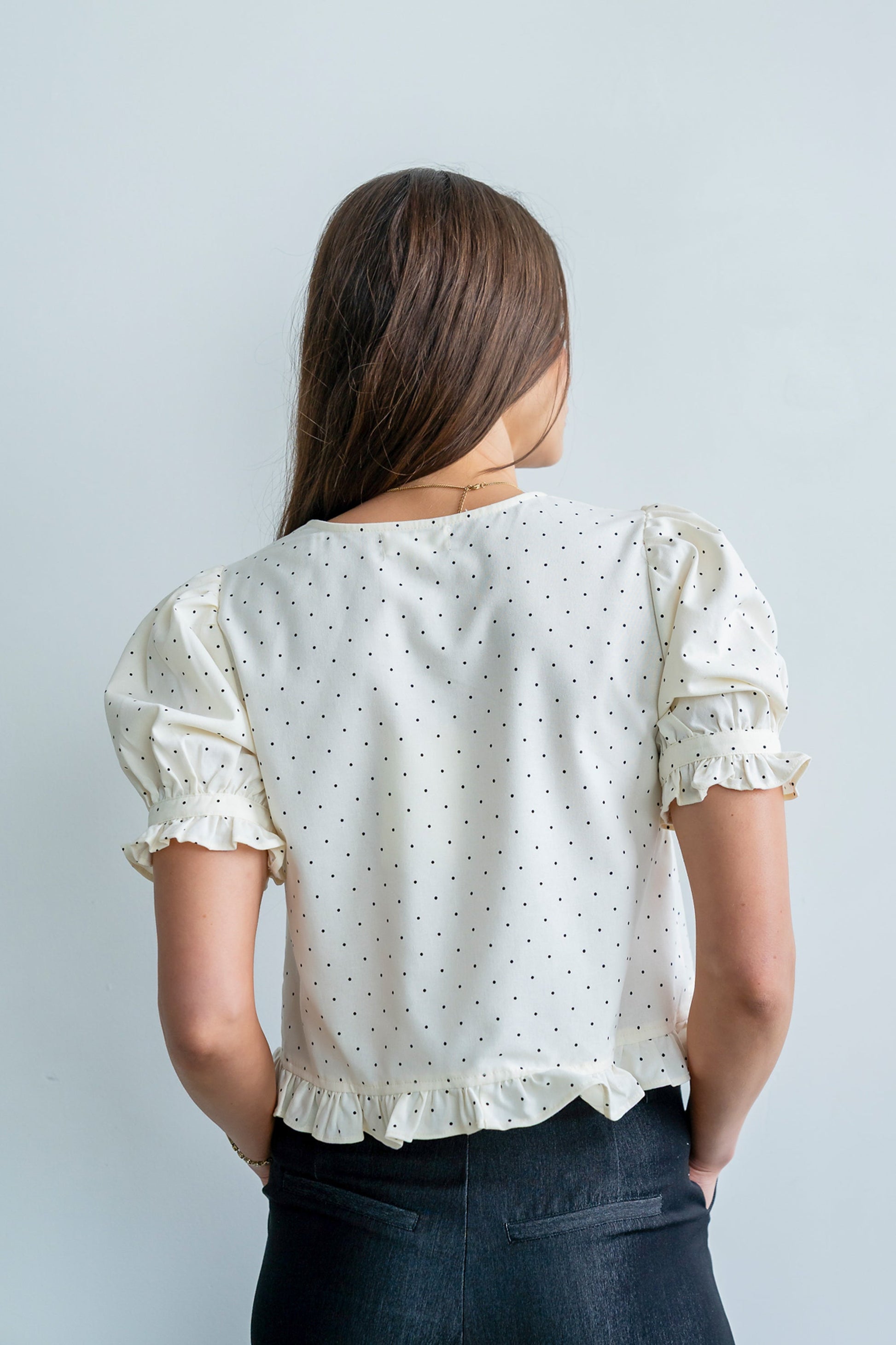 Jessie Polka Dot Blouse in Cream
