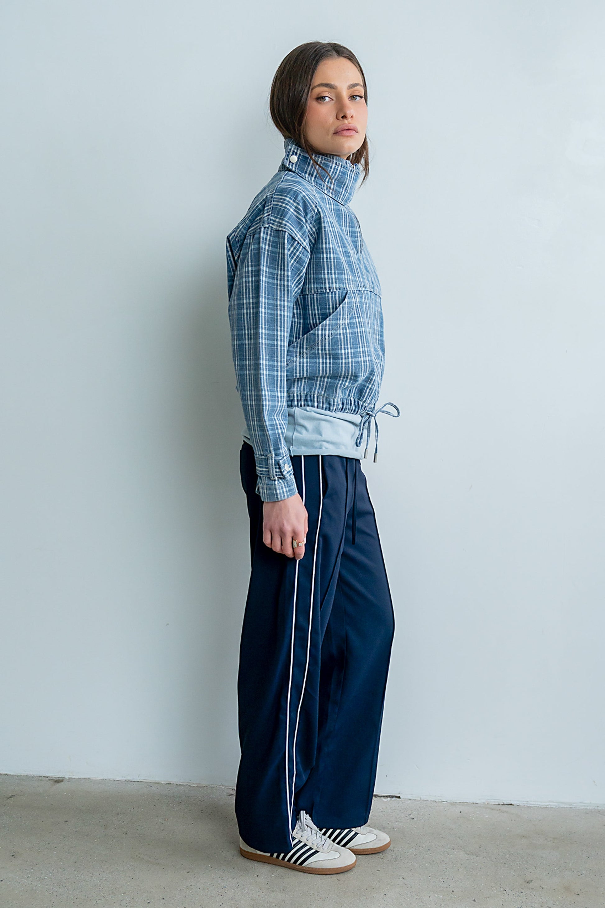 Emily Striped Wide Leg Pants in Navy