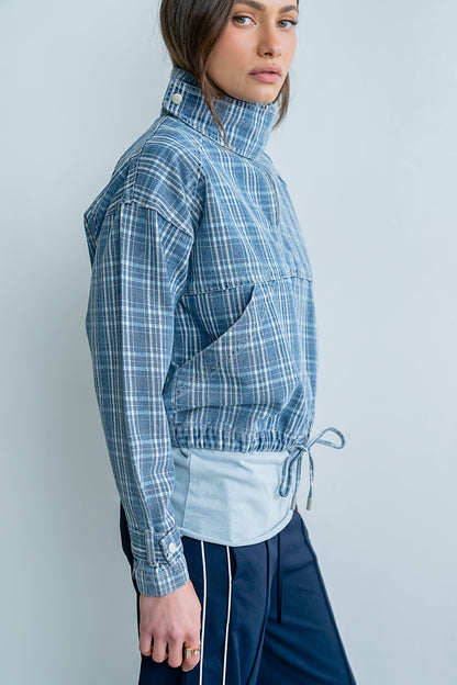 Regina Denim Jacket in Plaid Denim