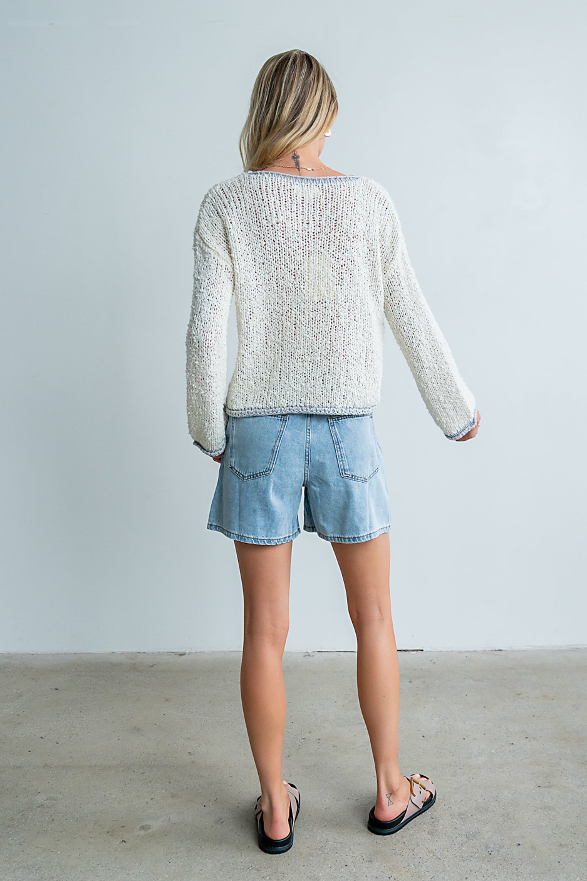 Ariel Contrast Sweater in Ivory