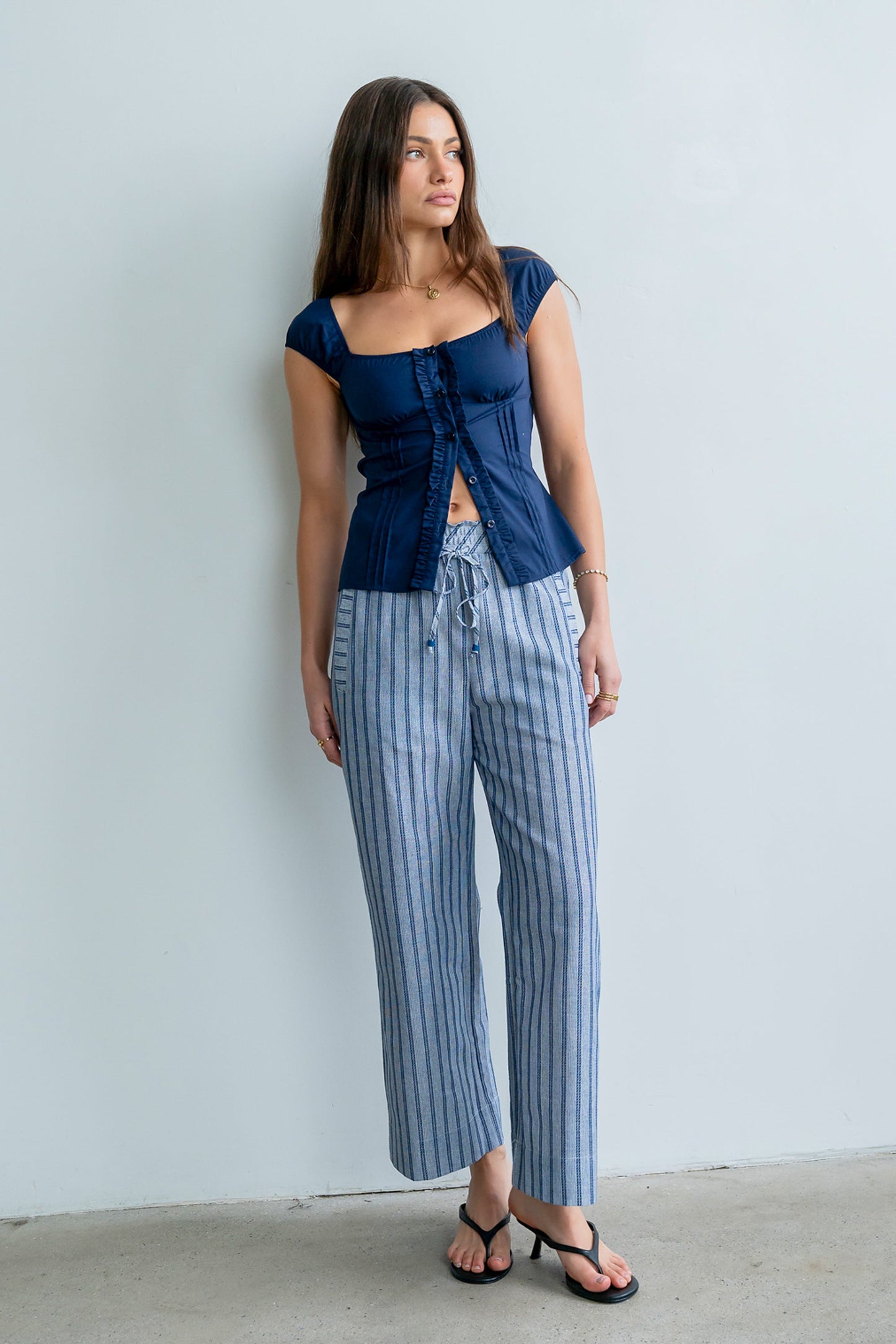 Paloma Pleated Blouse in Navy