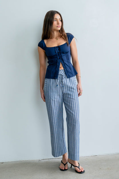 Paloma Pleated Blouse in Navy