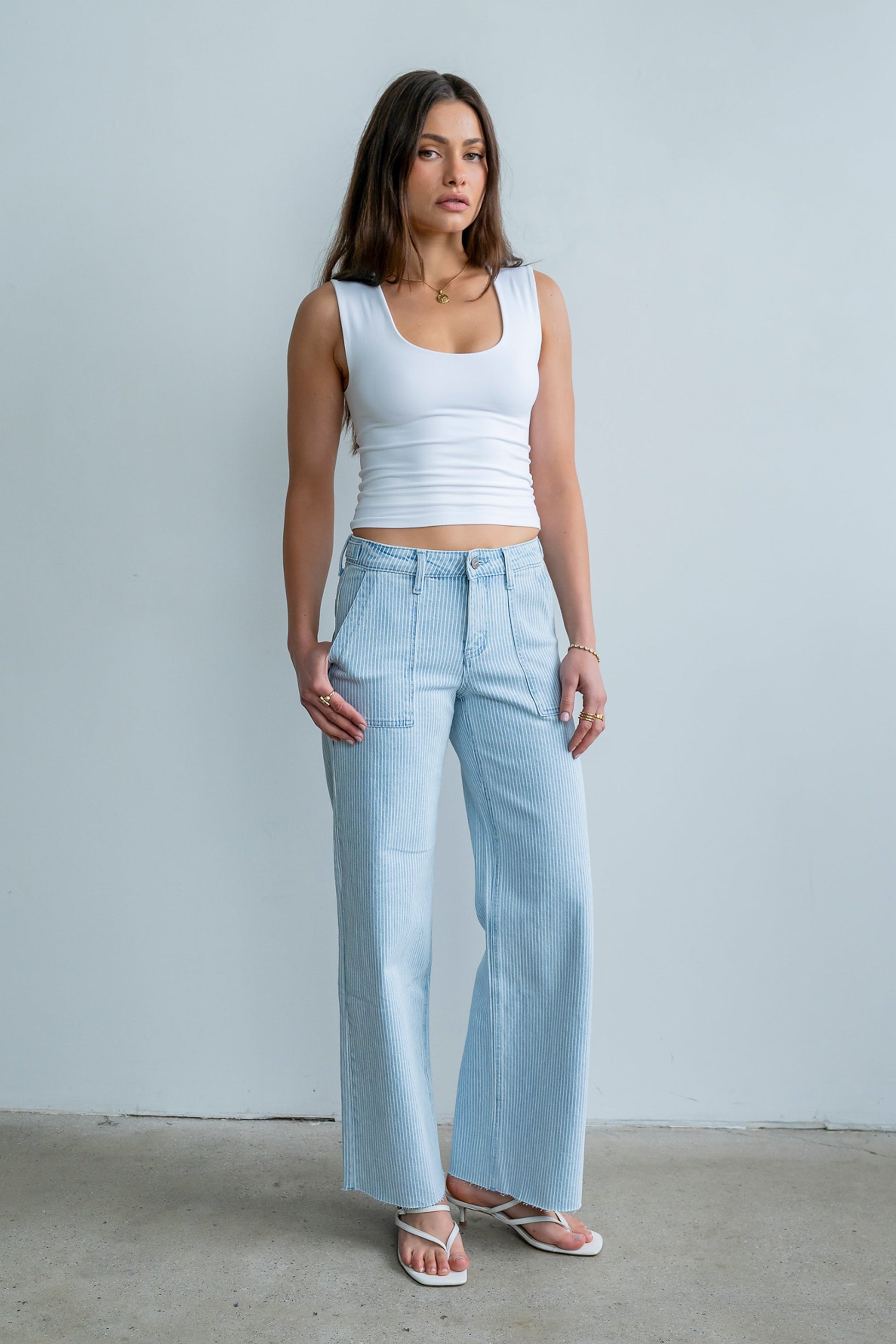 Sydney Striped Wide Leg Jeans