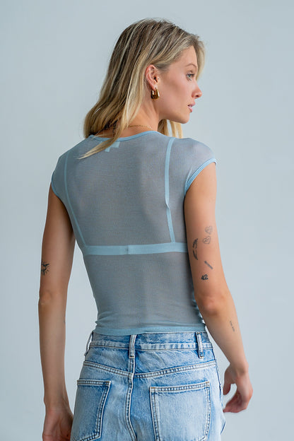 Brandy Mesh Top in Blue
