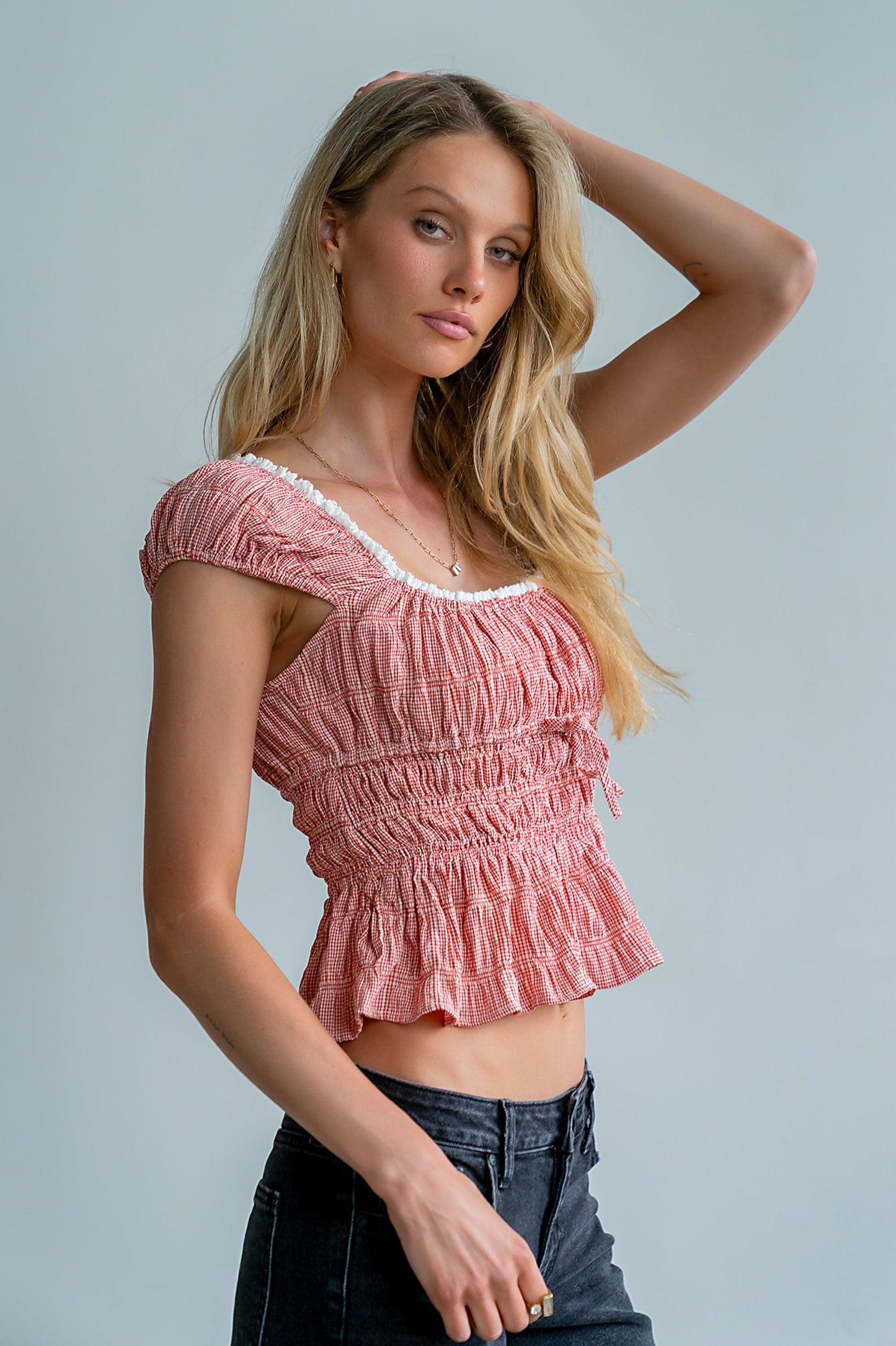 Naya Gingham Tank Top in Red