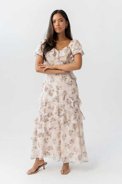 Oakley Ruffle Floral Maxi Dress