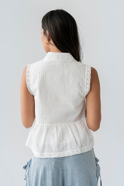Julian Collared Blouse in Off White