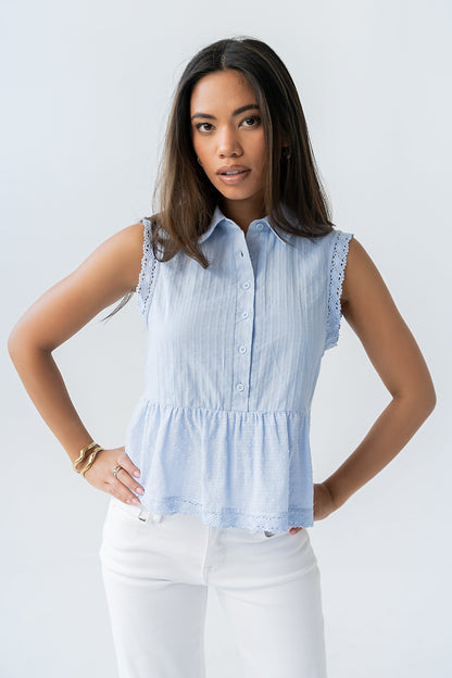 Julian Collared Blouse in Blue