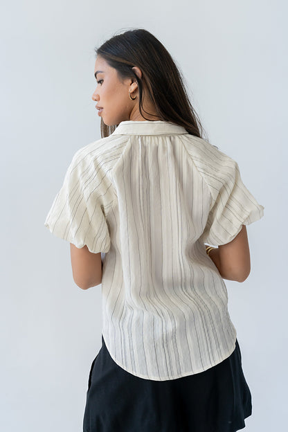 London Striped Button Up in Cream