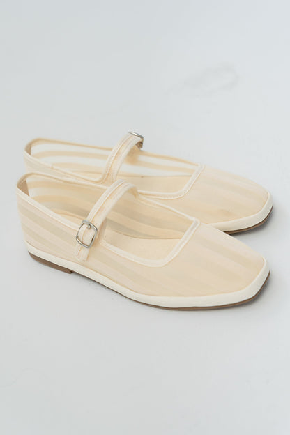 Morocco Mesh Flat in Bone